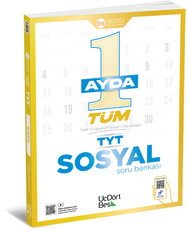 Resim 345-1 Ayda Tüm TYT Sosyal Soru Bankası - GÜNCEL BASKI 2027